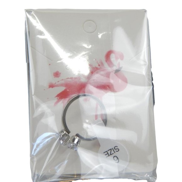 Silver Toned Forever One  Engagement Ring Alternative Size - Picture 4 of 5